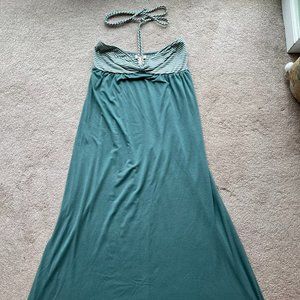 Teal striped stretchy Maxi Dress Mossimo small